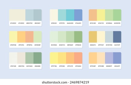 Muestras de catálogo de paleta de colores Pantone. Muestra de color. Conjunto de Anuncio de paleta de colores abstractos