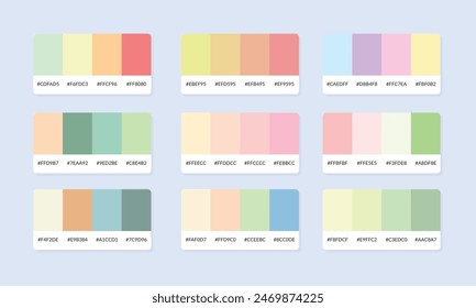 Muestras de catálogo de paleta de colores Pantone. Muestra de color. Conjunto de Anuncio de paleta de colores abstractos