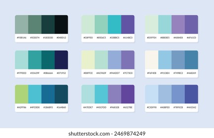 Pantone colour palette catalog samples. Color swatch. Set of abstract color palette banner