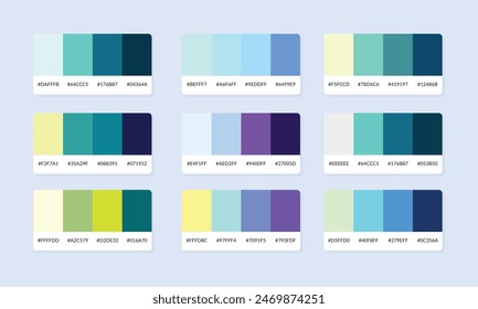 Pantone colour palette catalog samples. Color swatch. Set of abstract color palette banner