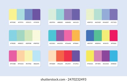 Pantone colour palette catalog samples. Color swatch. Set of abstract color palette banner