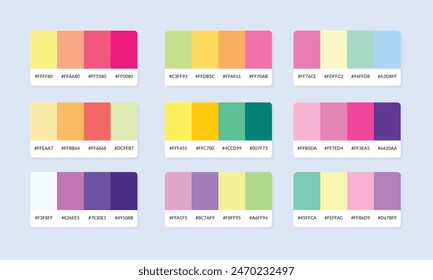 Pantone colour palette catalog samples. Color swatch. Set of abstract color palette banner