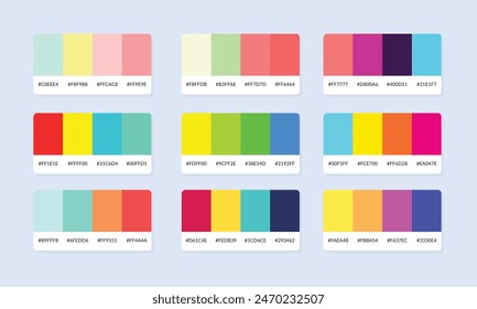 Pantone colour palette catalog samples. Color swatch. Set of abstract color palette banner