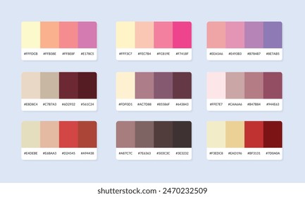 Pantone colour palette catalog samples. Color swatch. Set of abstract color palette banner