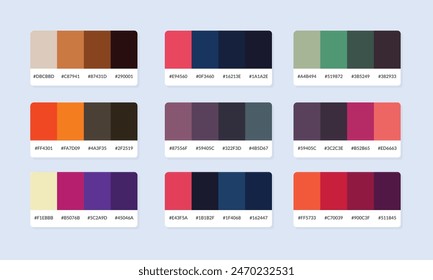 Muestras de catálogo de paleta de colores Pantone. Muestra de color. Conjunto de Anuncio de paleta de colores abstractos