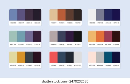 Pantone colour palette catalog samples. Color swatch. Set of abstract color palette banner