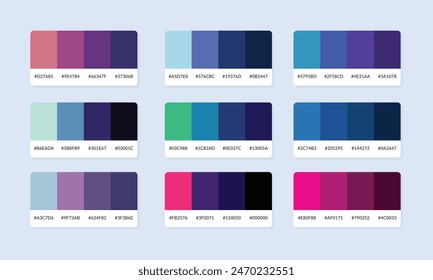 Pantone colour palette catalog samples. Color swatch. Set of abstract color palette banner