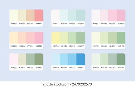 Muestras de catálogo de paleta de colores Pantone. Muestra de color. Conjunto de Anuncio de paleta de colores abstractos