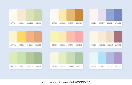 Muestras de catálogo de paleta de colores Pantone. Muestra de color. Conjunto de Anuncio de paleta de colores abstractos