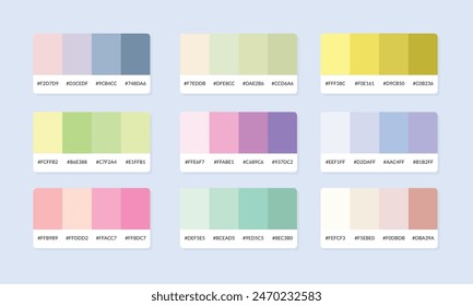 Muestras de catálogo de paleta de colores Pantone. Muestra de color. Conjunto de Anuncio de paleta de colores abstractos