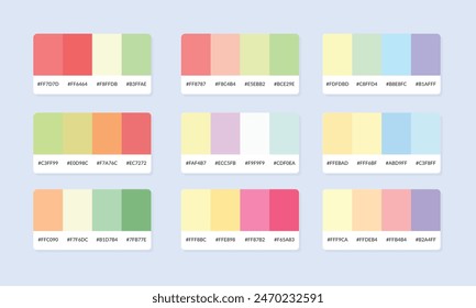 Muestras de catálogo de paleta de colores Pantone. Muestra de color. Conjunto de Anuncio de paleta de colores abstractos