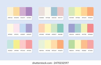 Pantone colour palette catalog samples. Color swatch. Set of abstract color palette banner