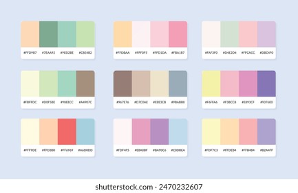 Muestras de catálogo de paleta de colores Pantone. Muestra de color. Conjunto de Anuncio de paleta de colores abstractos