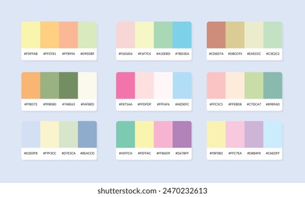 Pantone colour palette catalog samples. Color swatch. Set of abstract color palette banner