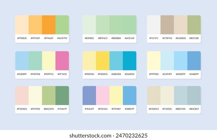 Muestras de catálogo de paleta de colores Pantone. Muestra de color. Conjunto de Anuncio de paleta de colores abstractos