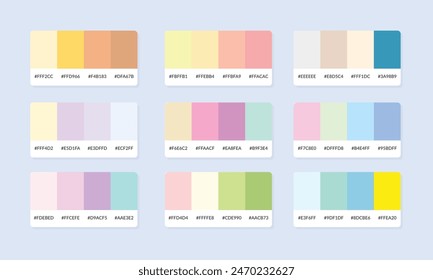 Pantone colour palette catalog samples. Color swatch. Set of abstract color palette banner