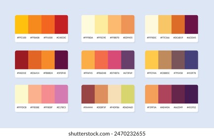Pantone colour palette catalog samples. Color swatch. Set of abstract color palette banner
