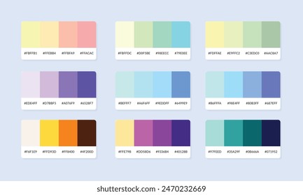 Muestras de catálogo de paleta de colores Pantone. Muestra de color. Conjunto de Anuncio de paleta de colores abstractos