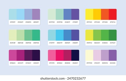 Pantone colour palette catalog samples. Color swatch. Set of abstract color palette banner