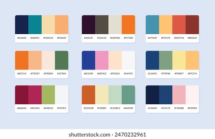 Pantone colour palette catalog samples. Color swatch. Set of abstract color palette banner