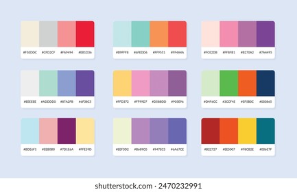 Pantone colour palette catalog samples. Color swatch. Set of abstract color palette banner