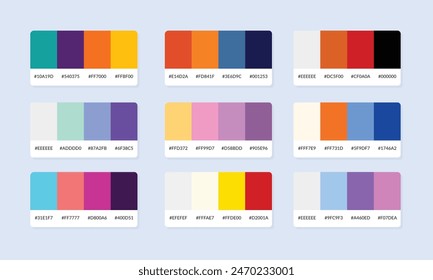 Pantone colour palette catalog samples. Color swatch. Set of abstract color palette banner