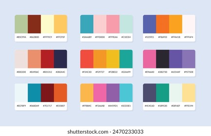 Pantone colour palette catalog samples. Color swatch. Set of abstract color palette banner