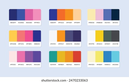 Pantone colour palette catalog samples. Color swatch. Set of abstract color palette banner