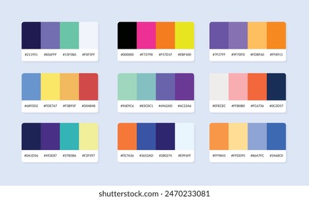 Pantone colour palette catalog samples. Color swatch. Set of abstract color palette banner