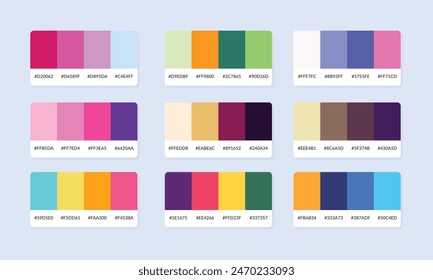 Pantone colour palette catalog samples. Color swatch. Set of abstract color palette banner