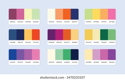 Pantone colour palette catalog samples. Color swatch. Set of abstract color palette banner