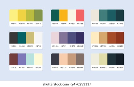 Muestras de catálogo de paleta de colores Pantone. Muestra de color. Conjunto de Anuncio de paleta de colores abstractos