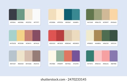 Muestras de catálogo de paleta de colores Pantone. Muestra de color. Conjunto de Anuncio de paleta de colores abstractos