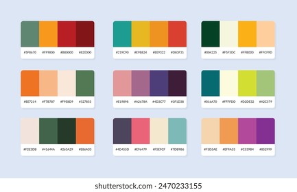 Pantone colour palette catalog samples. Color swatch. Set of abstract color palette banner