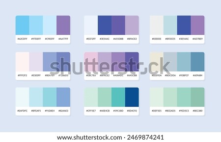 Pantone colour palette catalog samples. Color swatch. Set of abstract color palette banner