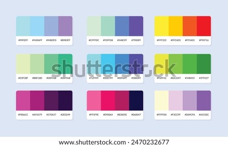 Pantone colour palette catalog samples. Color swatch. Set of abstract color palette banner