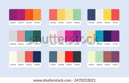 Pantone colour palette catalog samples. Color swatch. Set of abstract color palette banner