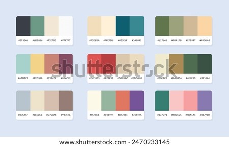 Pantone colour palette catalog samples. Color swatch. Set of abstract color palette banner