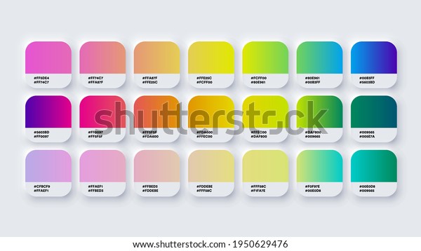 Pantone Gradient Colour Palette Catalog Samples in
RGB or HEX Pastel and
Neon