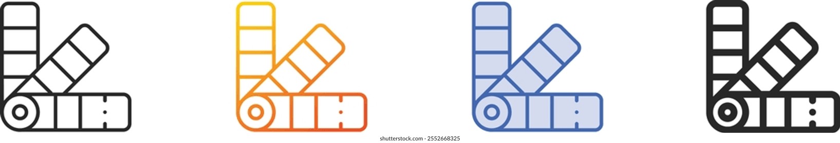 pantone icon.Thin Linear, Gradient, Blue Stroke and bold Style Design Isolated On White Background