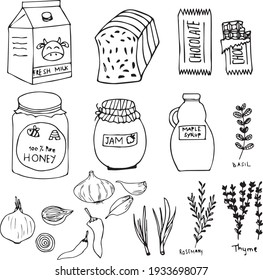 Pantry Groceries List Vector Illustration Handdrawn