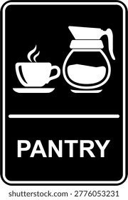 Pantry room sign icon, coffee and break area symbol, office kitchen signage, clean vector illustration, suitable for pantry and break rooms, ready to use and easy to edit.