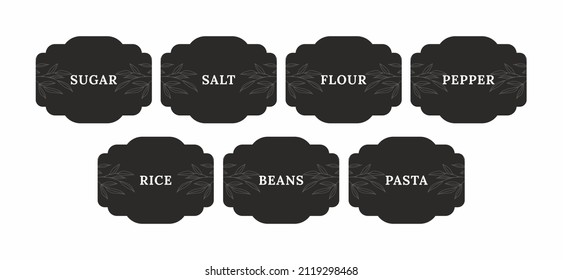 Pantry spice jar seasoning label sticker organizer set. Spices and herbs jar labels and stickers. sugar, salt, flour, pasta, beans, pepper