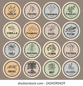 Pantry spice jar seasoning label sticker set.