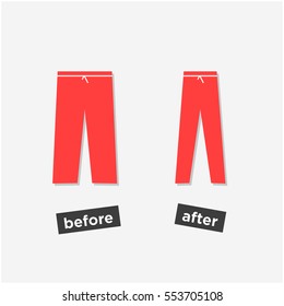 Pants Before And After Weight Loss (Flat Style Vector Illustration)