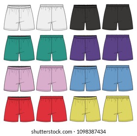 Pants Boxer shorts fashion vector illustration flat sketches template
