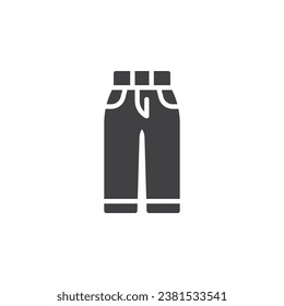 Icono vectorial de ropa de pantalones. signo plano relleno para concepto móvil y diseño web. Icono de glifo de trolls. Símbolo, ilustración del logotipo. Gráficos vectoriales