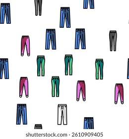 pants fashion clothes apparel vector seamless pattern thin line illustration