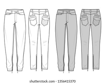 PANTS fashion flat sketch template