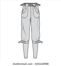 PANTS fashion flat sketch template